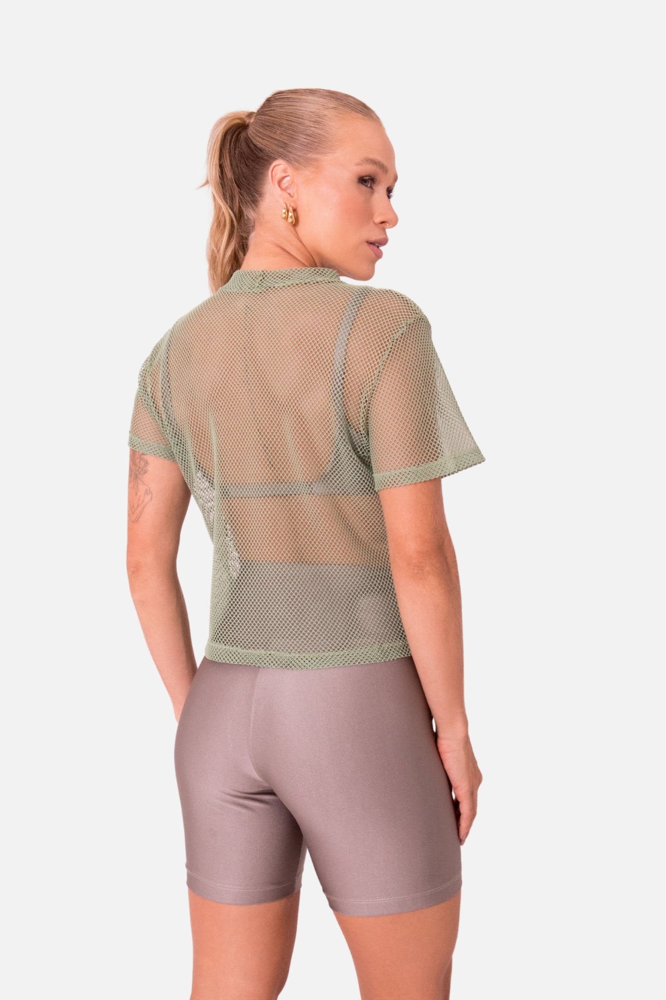 T-shirt cropped arrastão verde HYRO