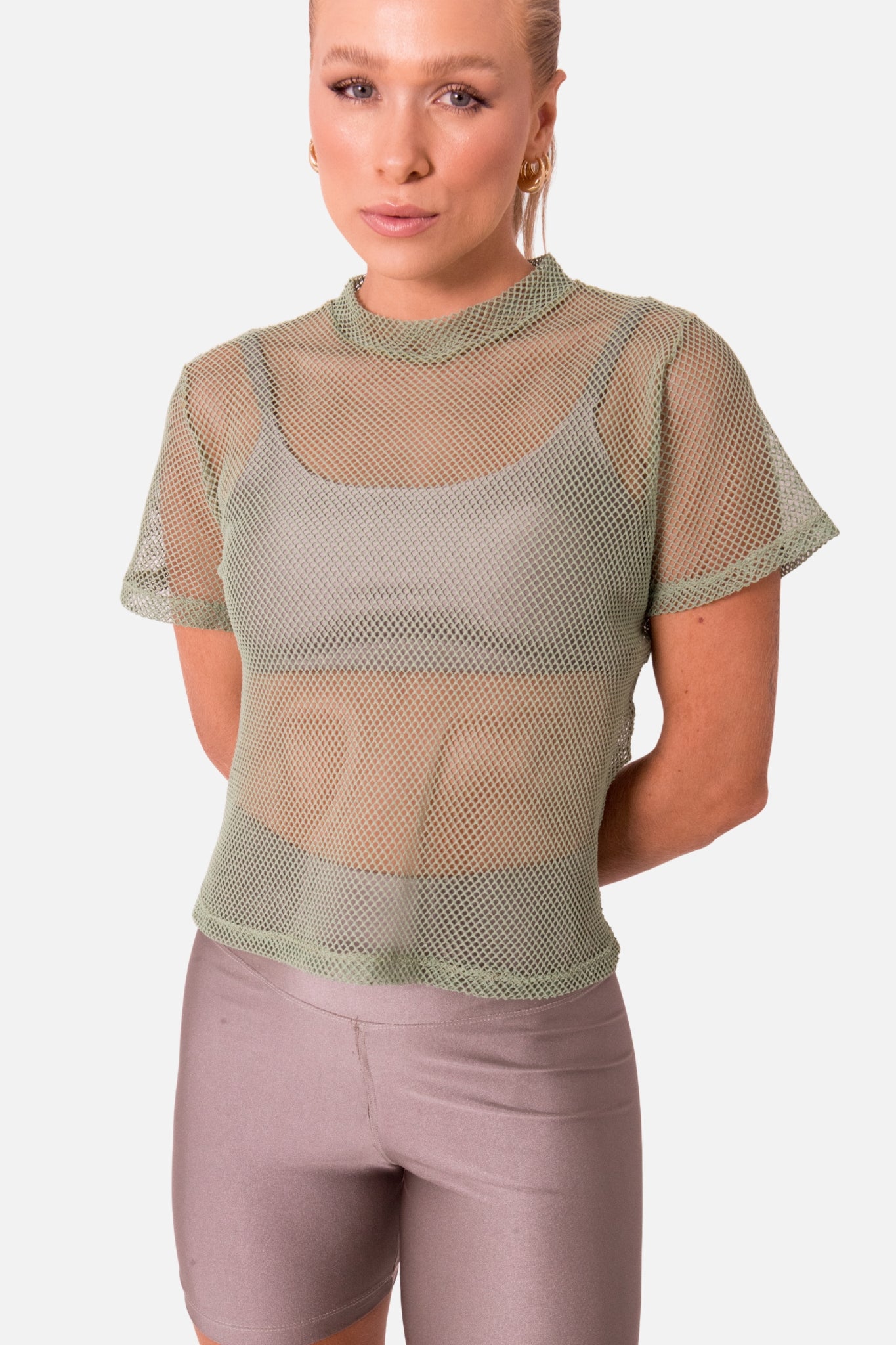 T-shirt cropped arrastão verde HYRO