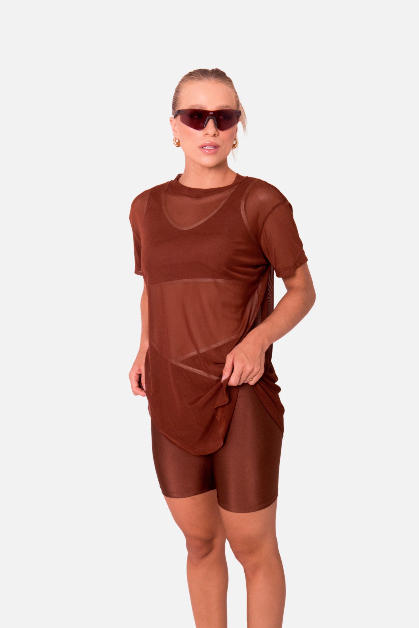 T-shirt Over arrastão chocolate HYRO