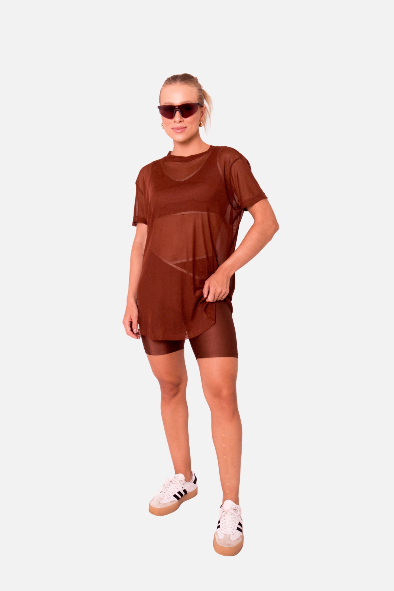 T-shirt Over arrastão chocolate HYRO