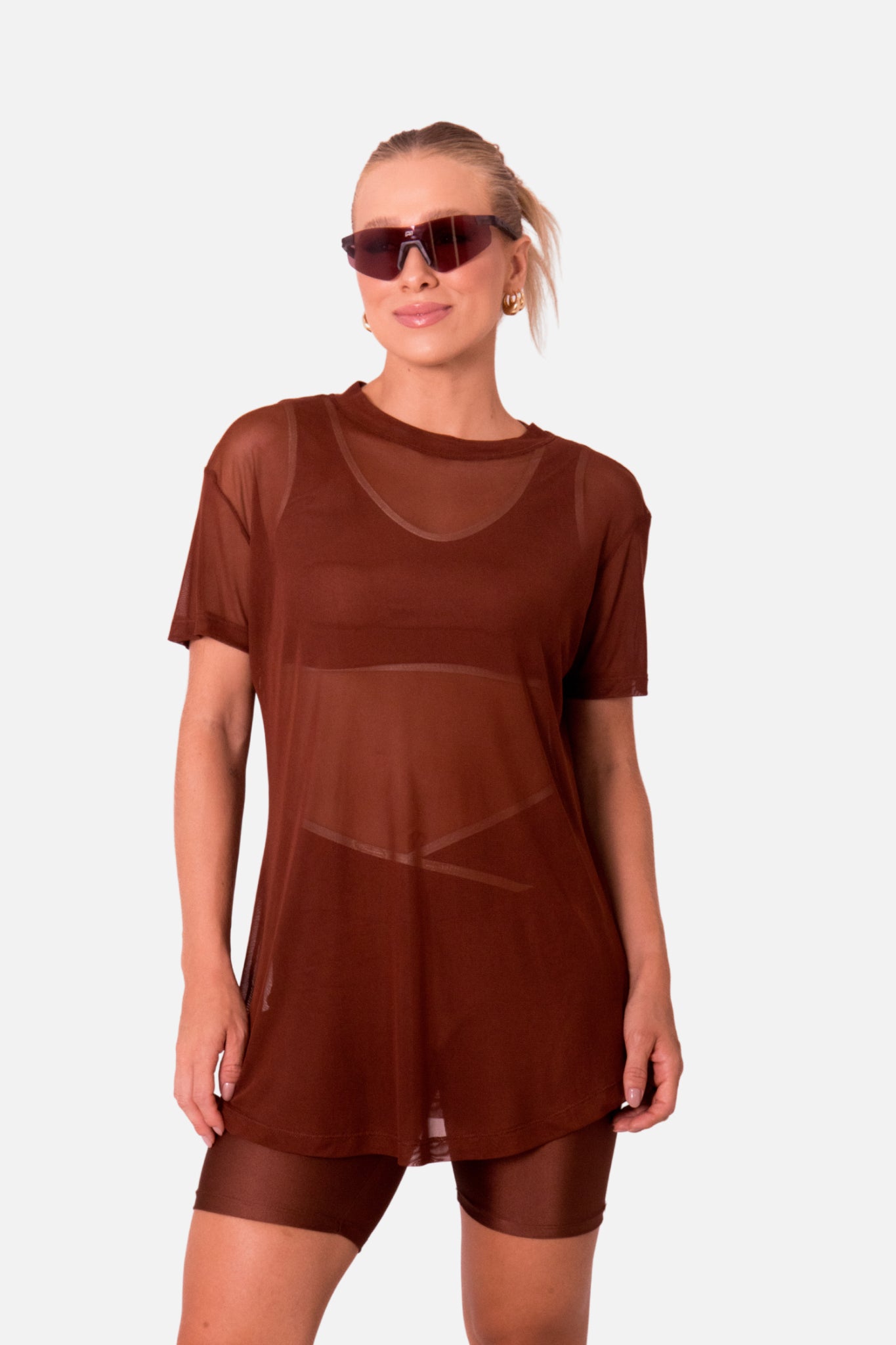 T-shirt Over arrastão chocolate HYRO
