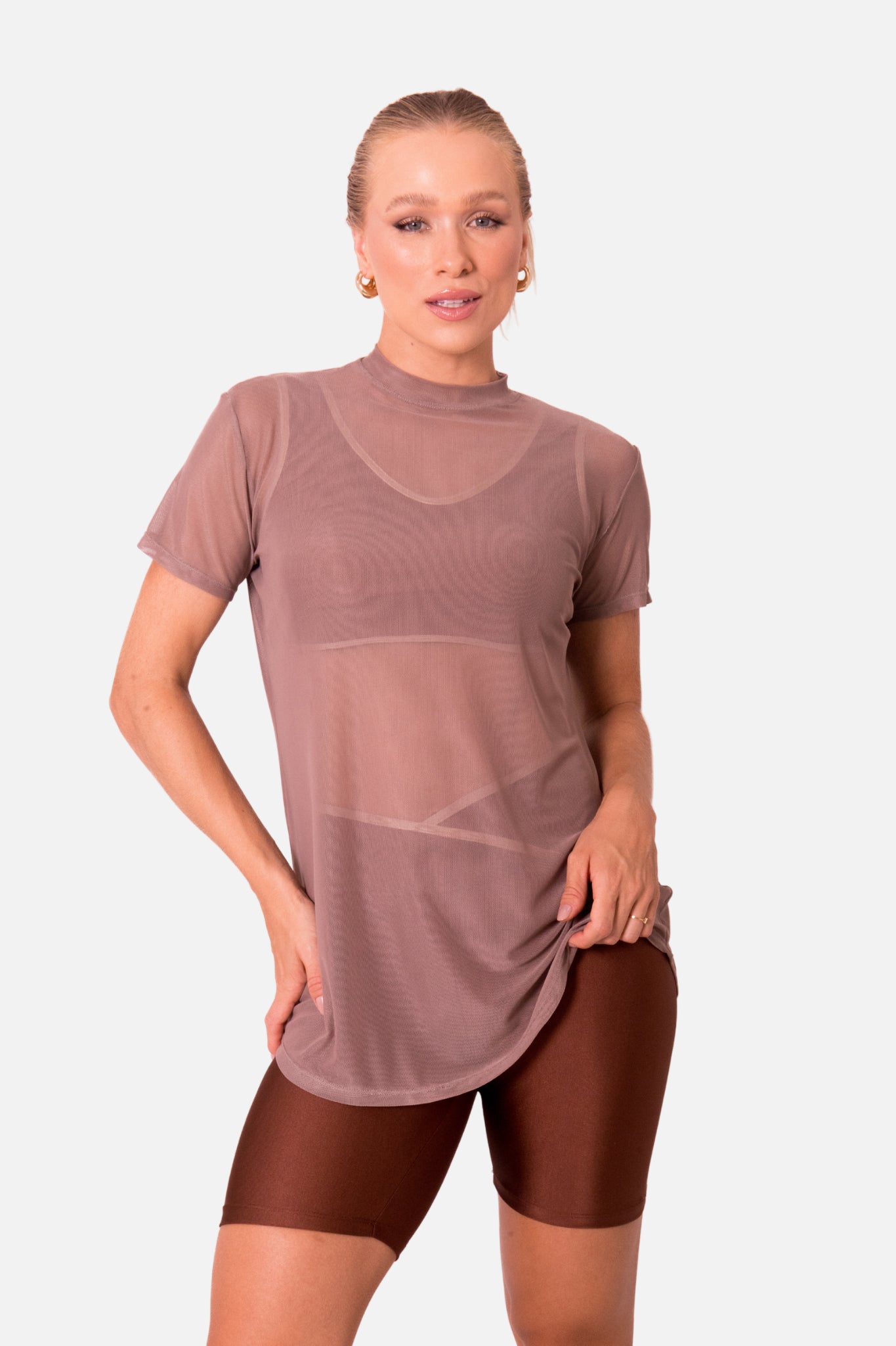 T-shirt Over arrastão terra HYRO