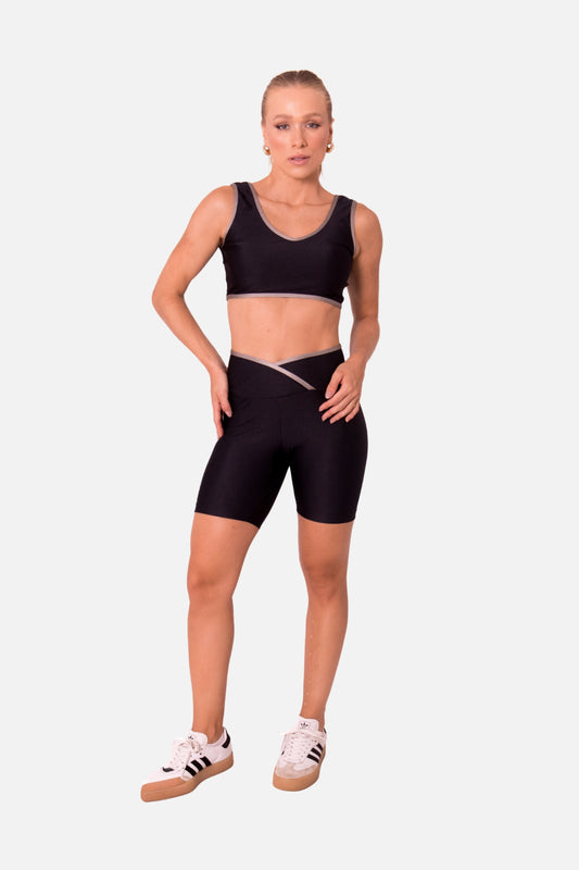 Conjunto bicolor short preto HYRO